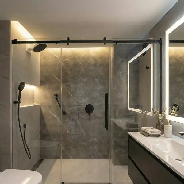 Divisiones de baño en vidrio corredizas sistema económico
