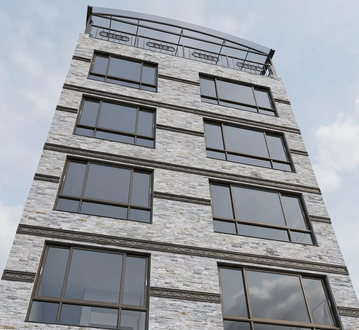 Fachada de edificio con ventanería de aluminio
